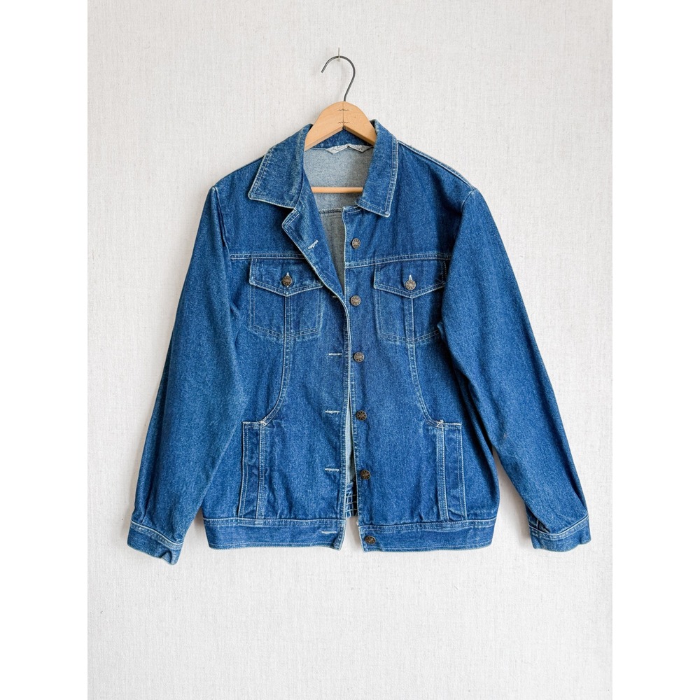 Vintage Blue Denim Trucker Jacket Womens Medium Wash